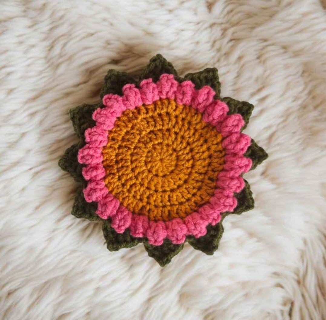 Handmade Crochet Flower Coaster – Unique Floral Table Decor & Gift Idea