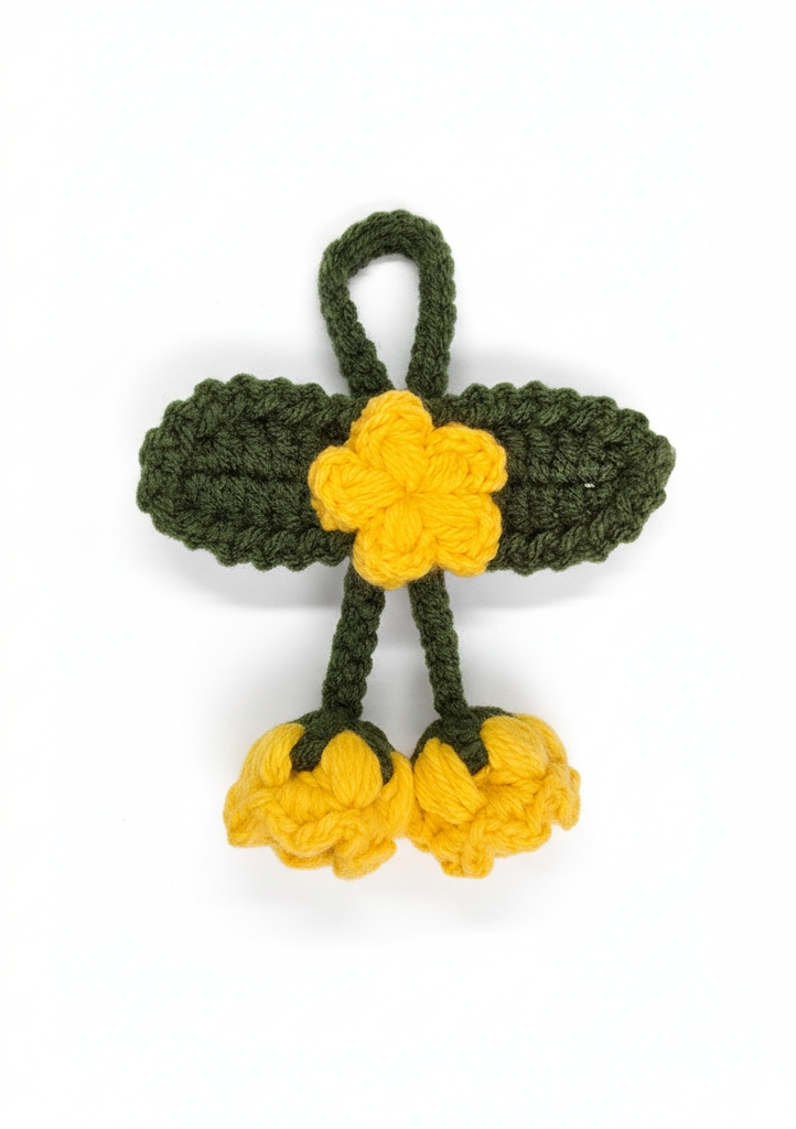 Crochet Bell Flower Keychain - Handmade Floral Charm