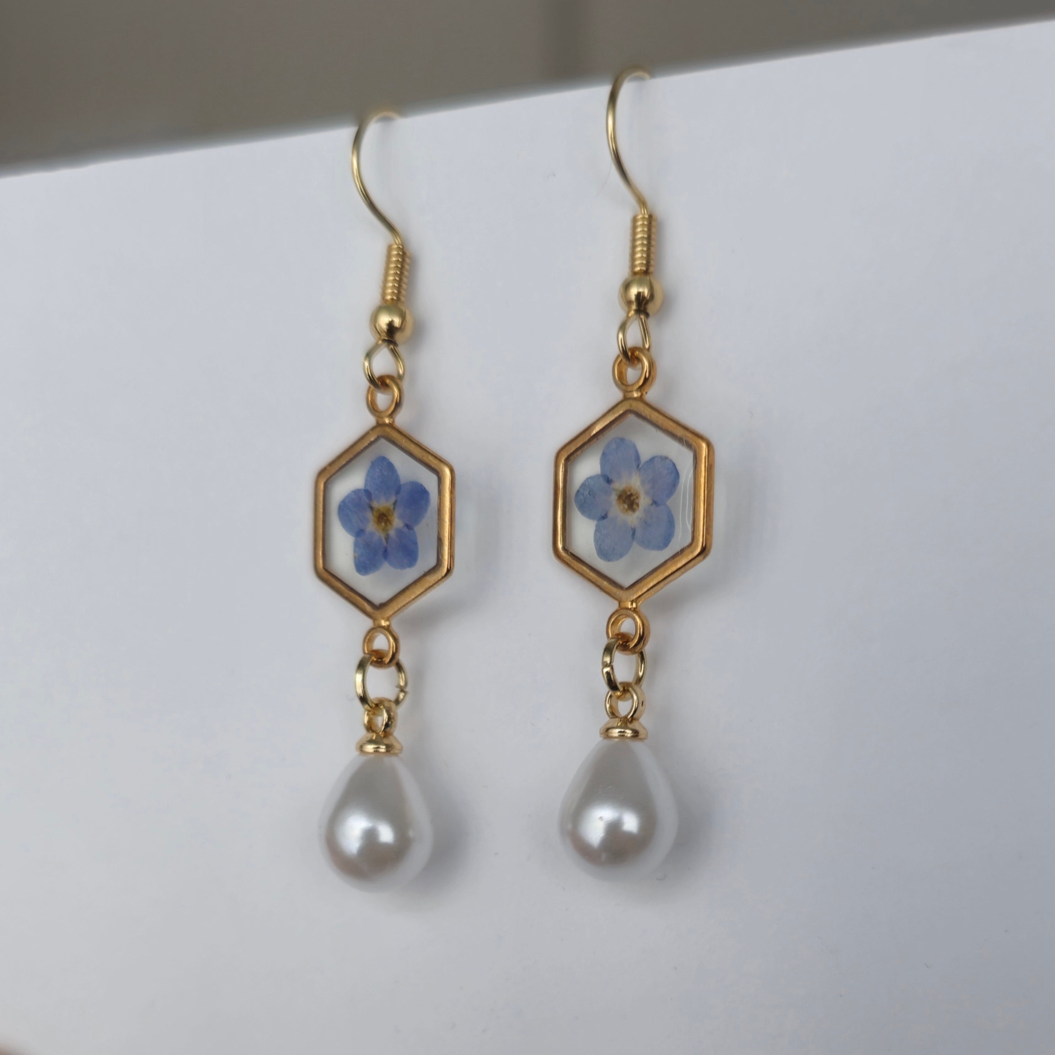 Forget Me Not Flower handmade resin earrings