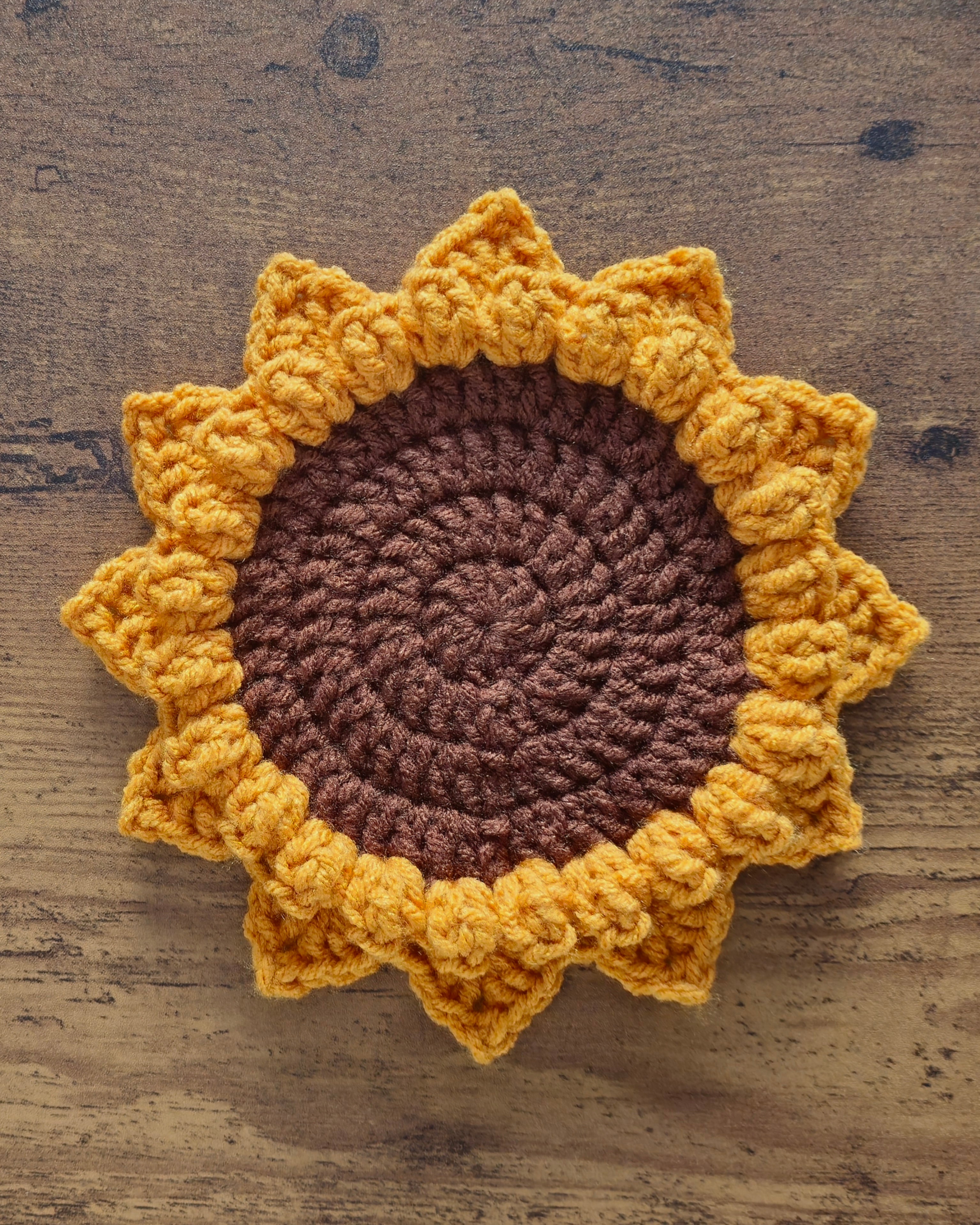 Sunflower Crochet Coaster Set | Set of 2