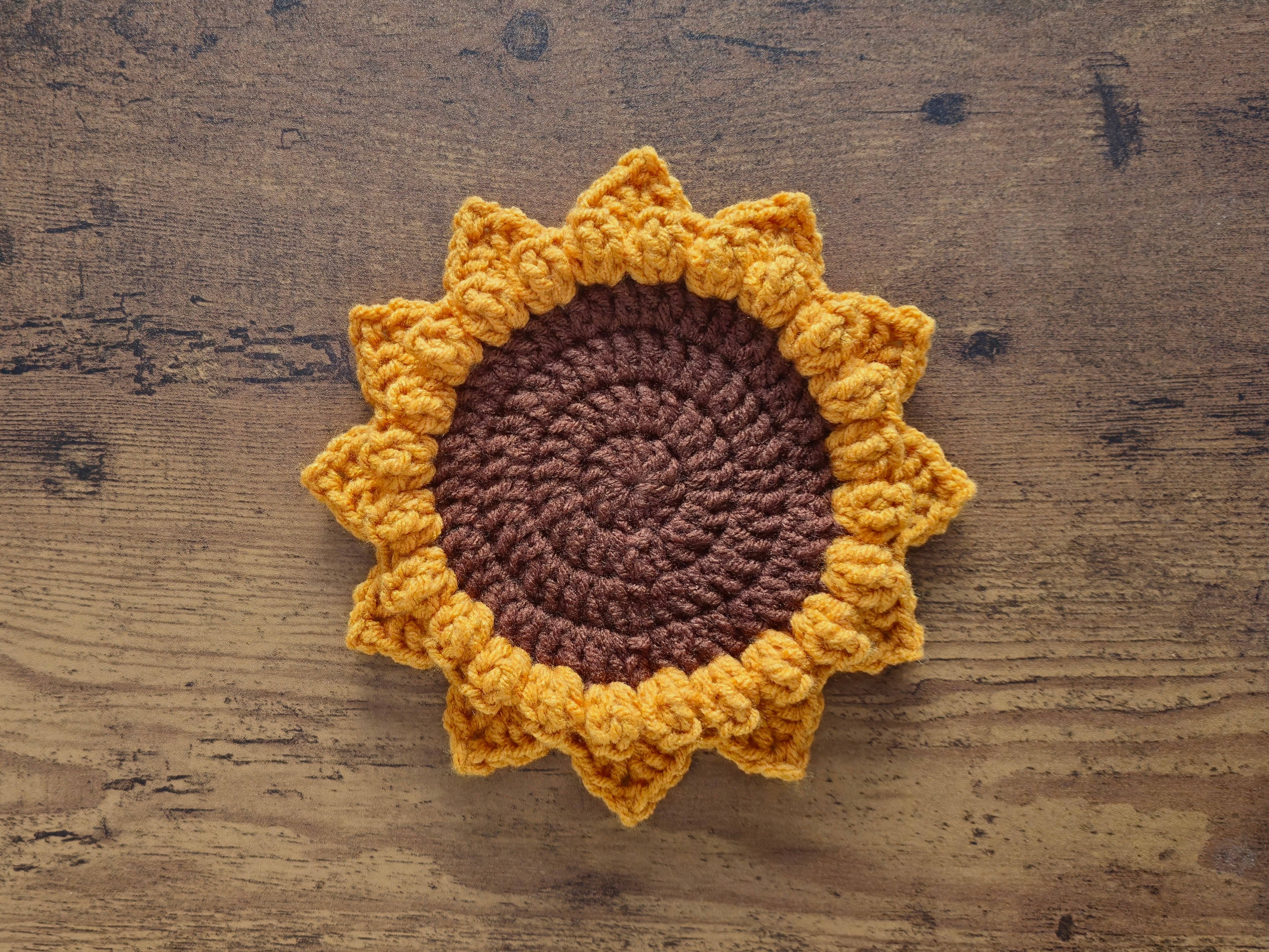 Sunflower Crochet Coaster Set | Set of 2