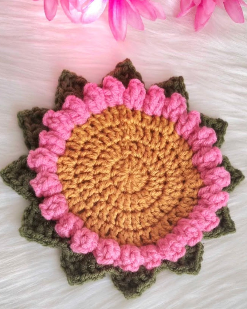 Handmade Crochet Flower Coaster – Unique Floral Table Decor & Gift Idea