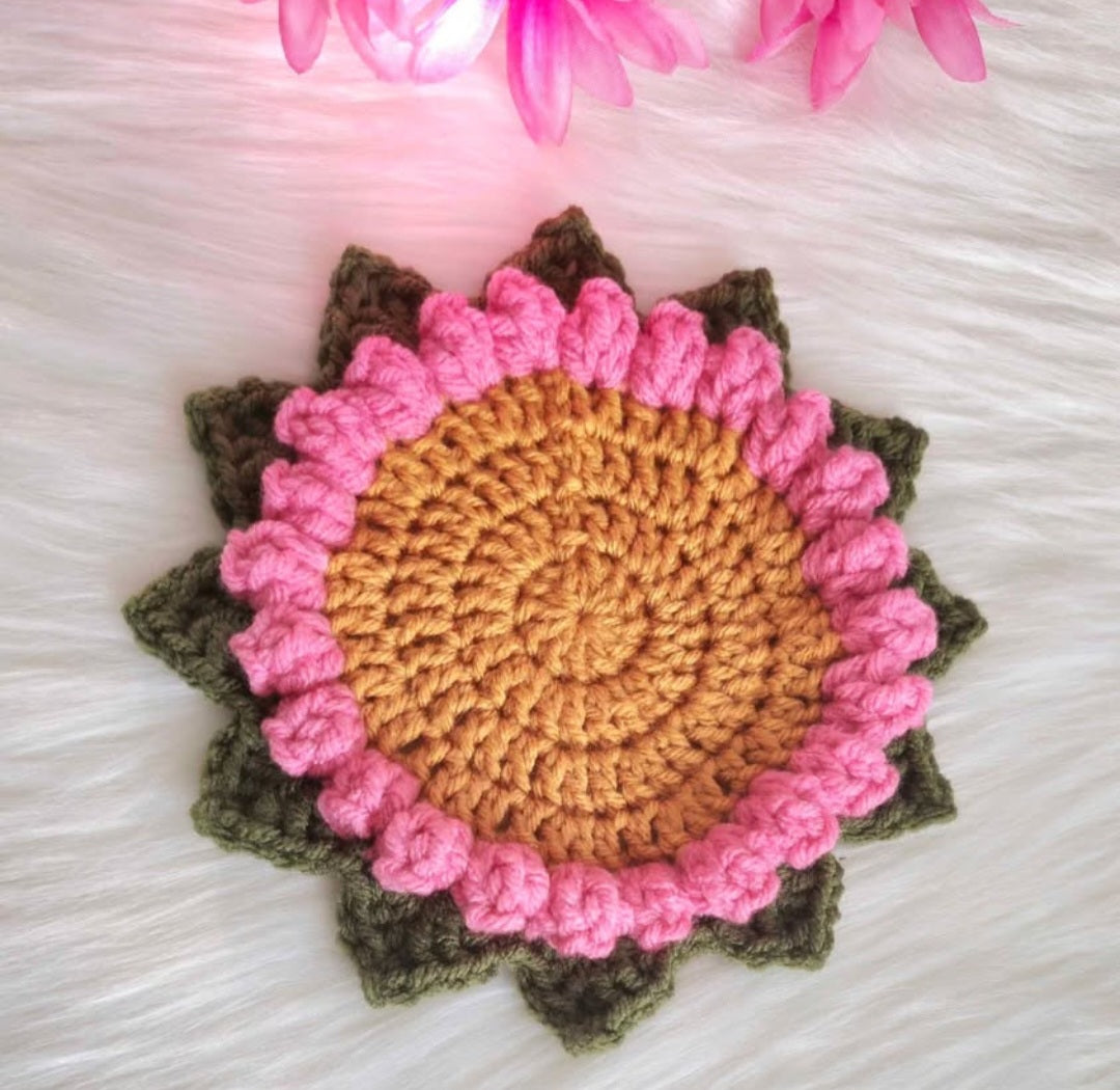 Handmade Crochet Flower Coaster – Unique Floral Table Decor & Gift Idea