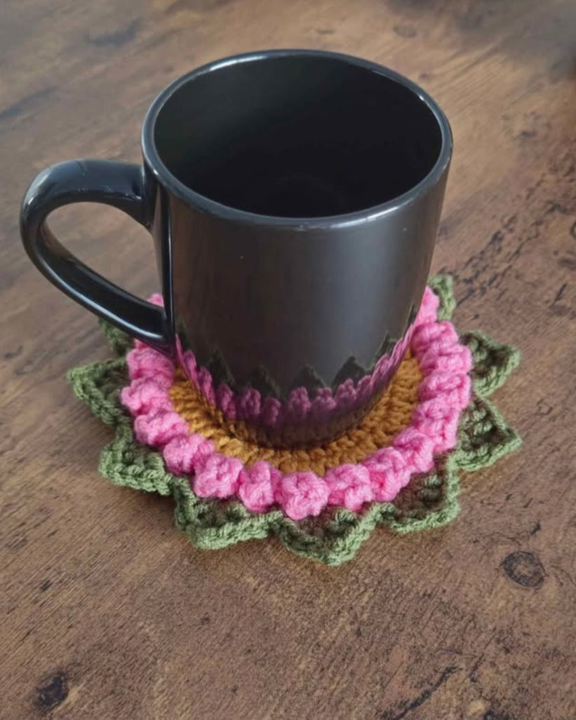 Handmade Crochet Flower Coaster – Unique Floral Table Decor & Gift Idea