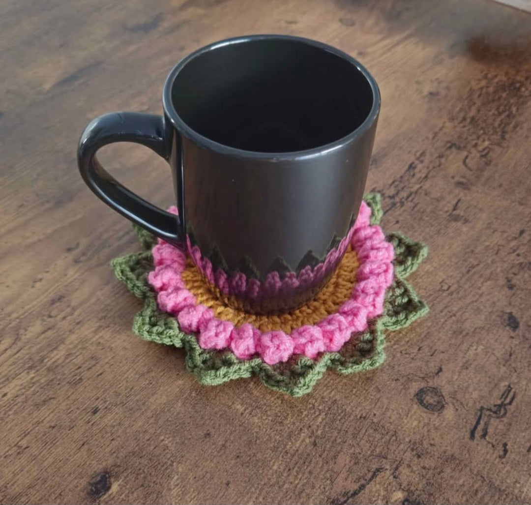 Handmade Crochet Flower Coaster – Unique Floral Table Decor & Gift Idea