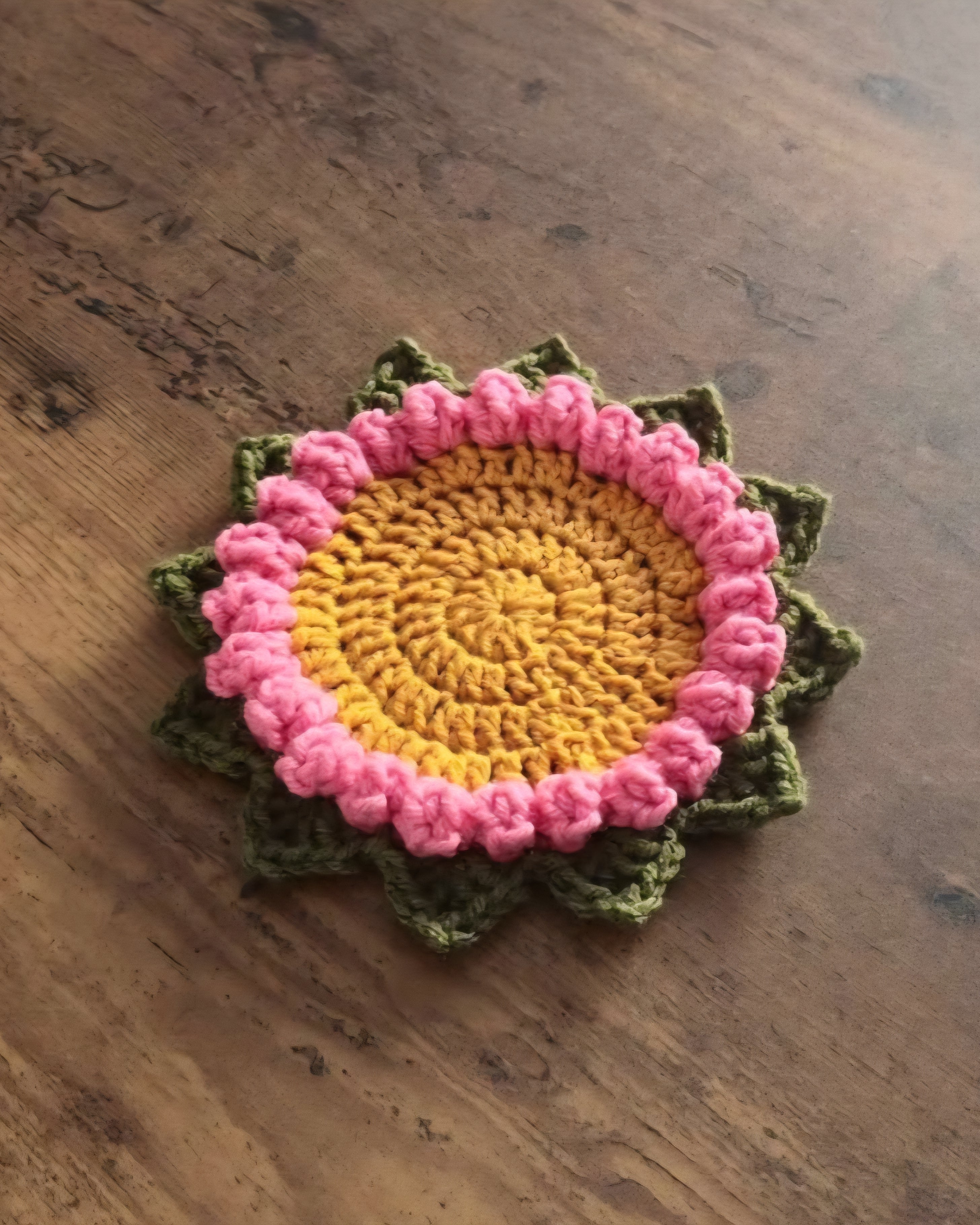 Handmade Crochet Flower Coaster – Unique Floral Table Decor & Gift Idea