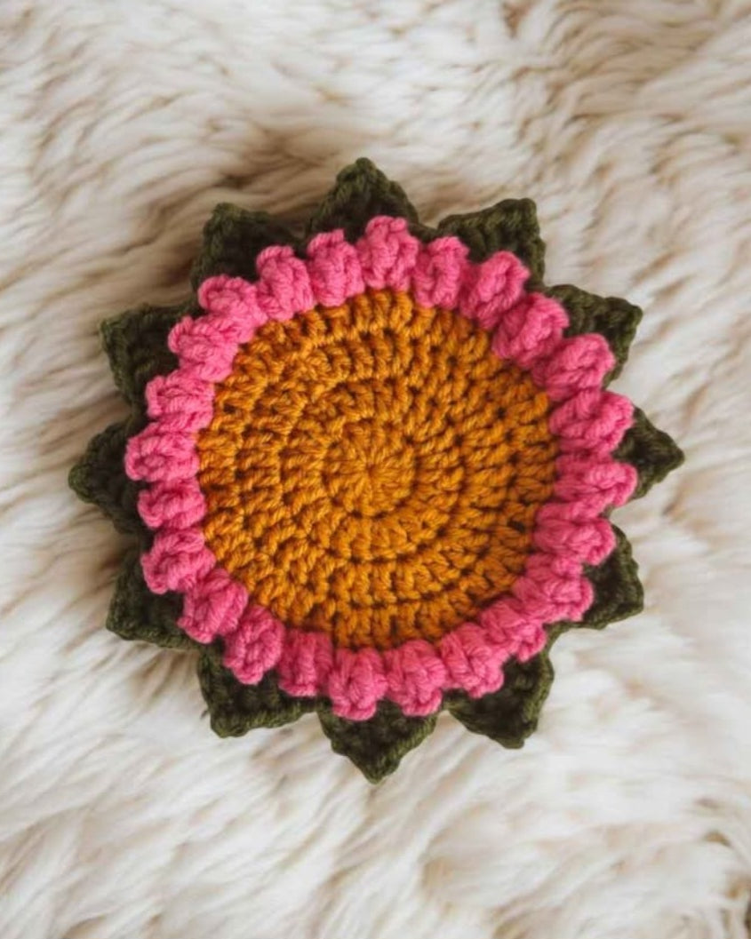 Handmade Crochet Flower Coaster – Unique Floral Table Decor & Gift Idea