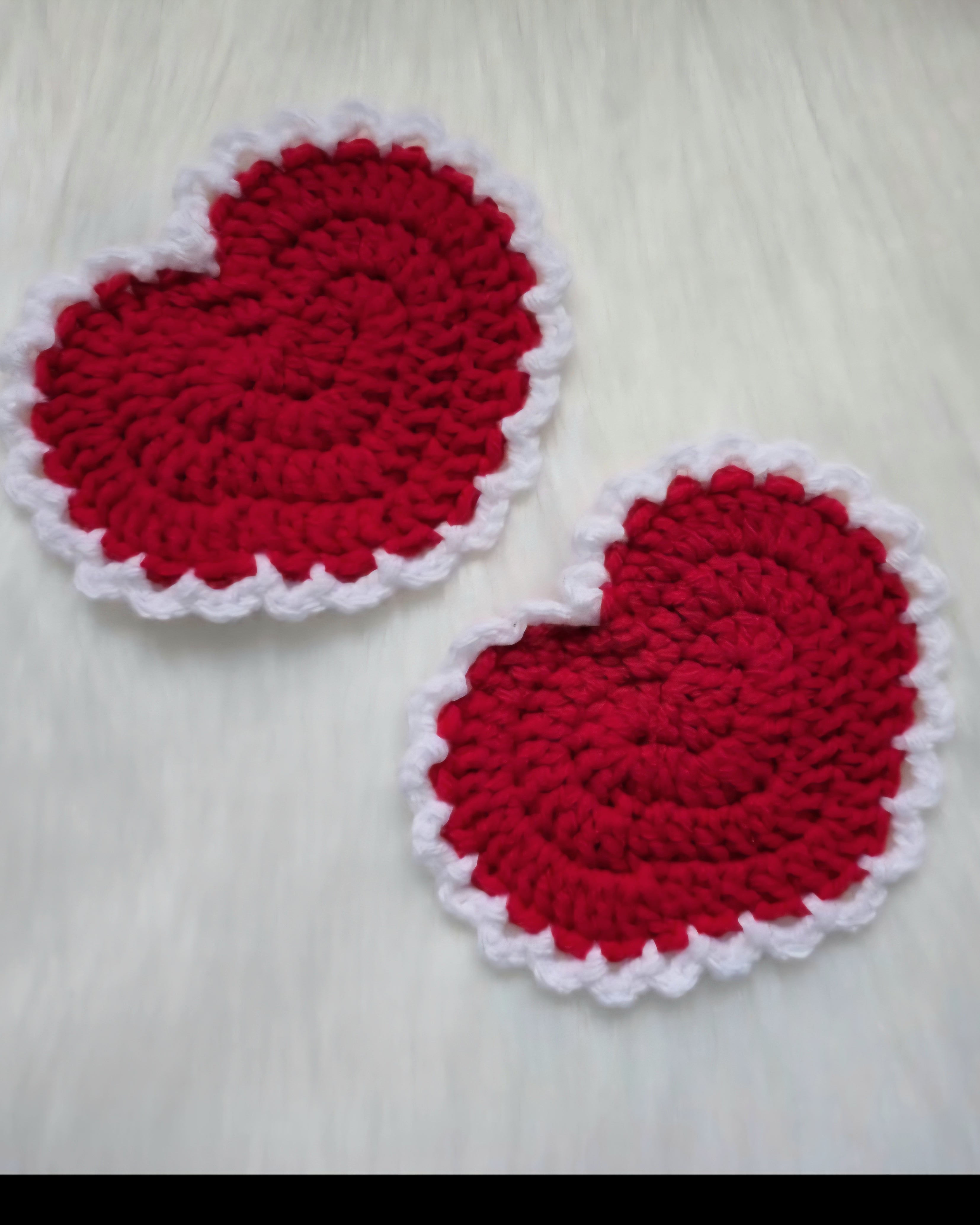 Handmade Crochet Heart Coaster – Red & White Cozy Drink Mat