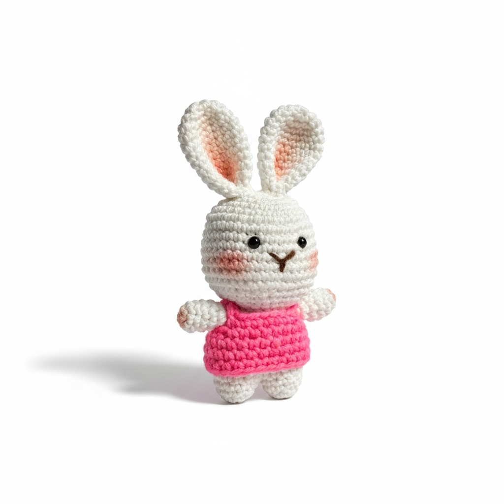 Tiny Crochet Bunny Keychain – Handmade Amigurumi Charm
