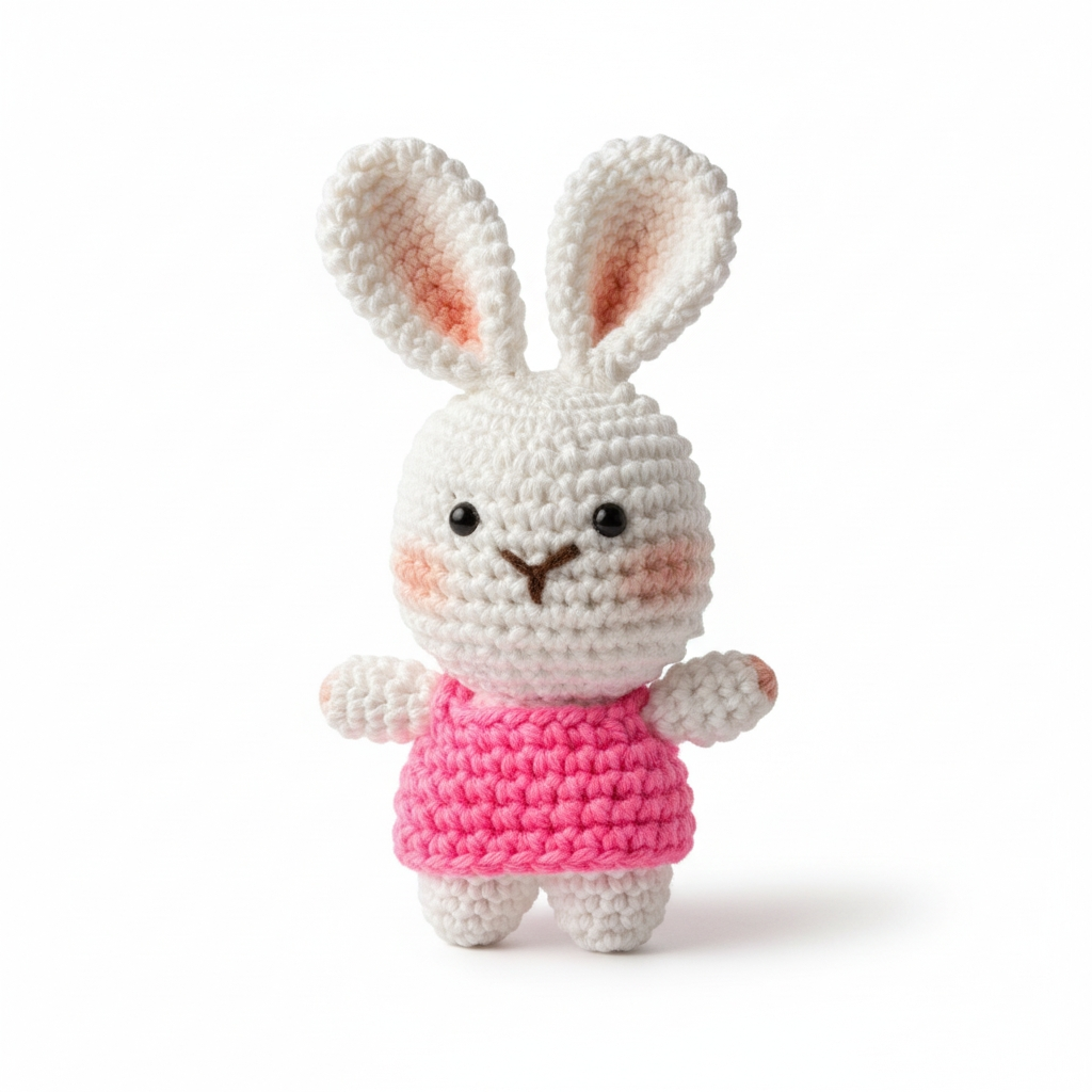 Tiny Crochet Bunny Keychain – Handmade Amigurumi Charm