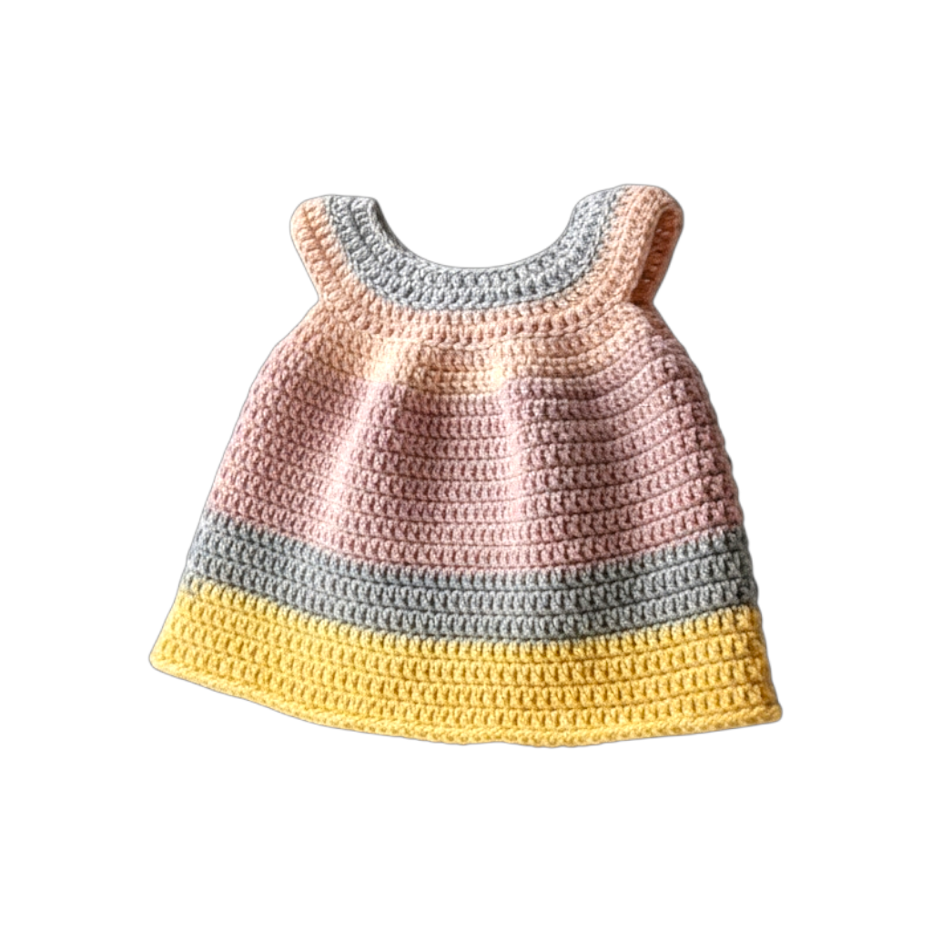 Handmade Crochet Newborn Dress (1–3 Months) – Soft Baby Girl Outfit