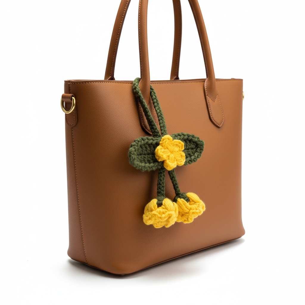 Crochet Bell Flower Keychain - Handmade Floral Charm