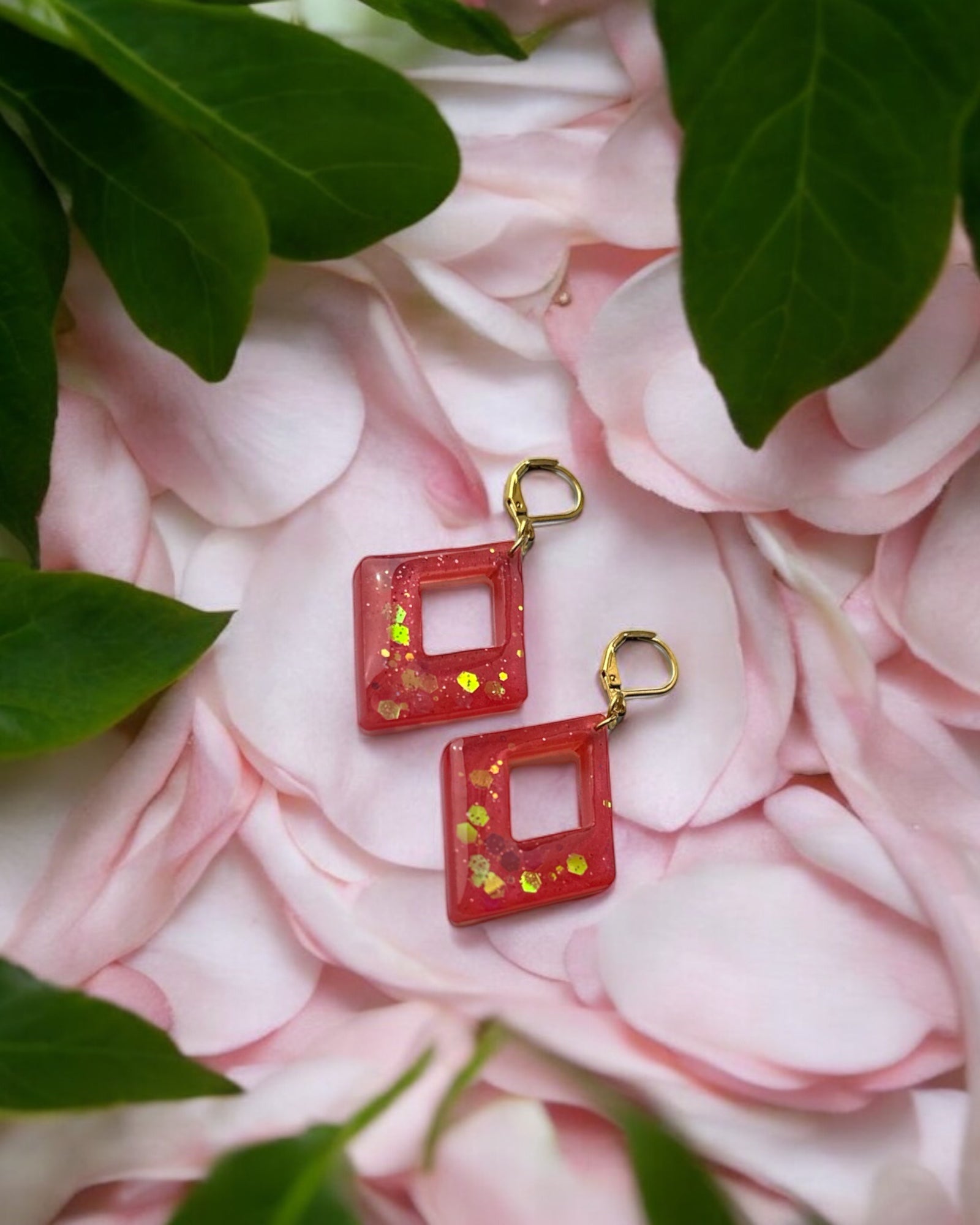 Frillmart Women's Red & Blue Spark Drop Hoop Earrings