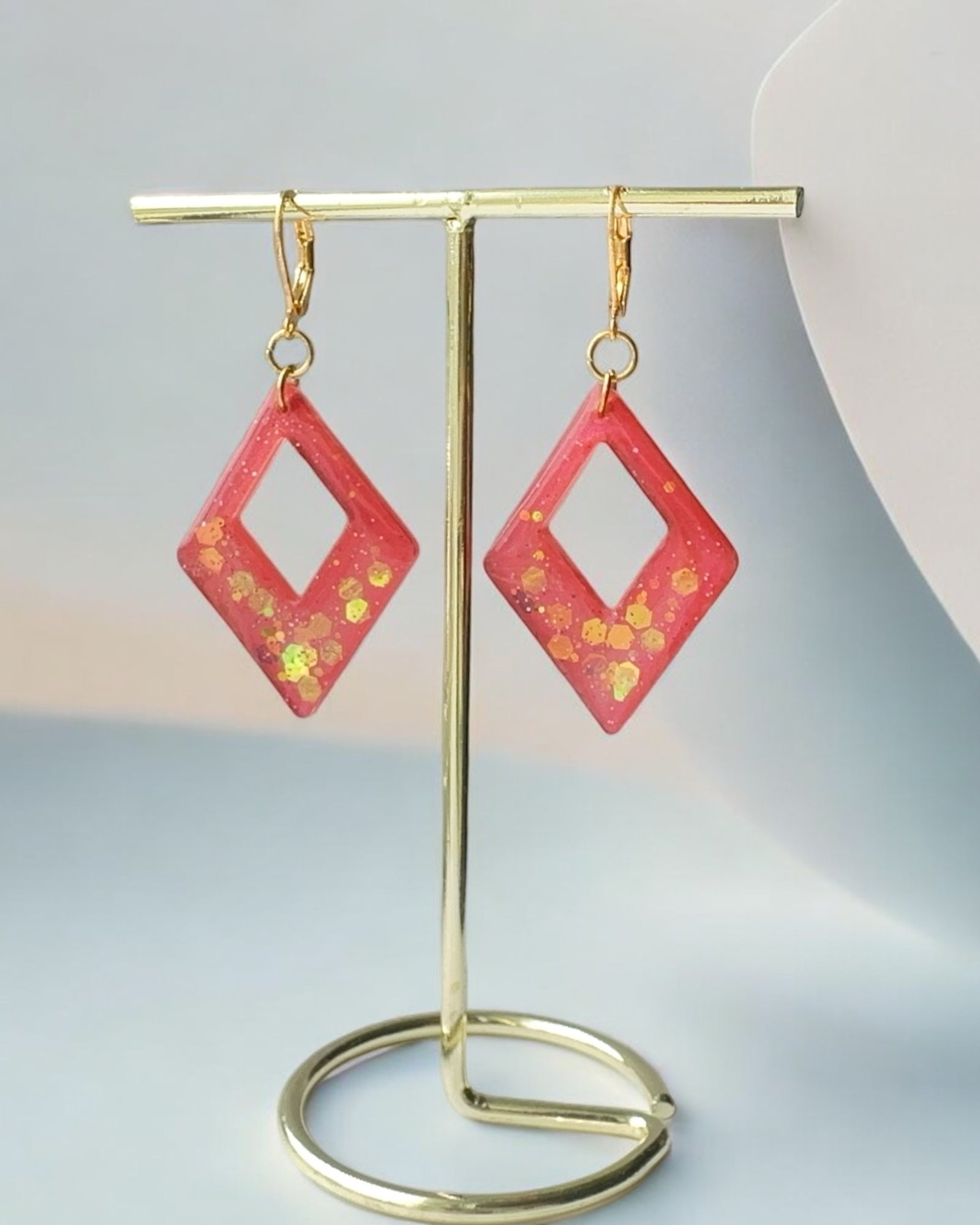 Frillmart Women's Red & Blue Spark Drop Hoop Earrings