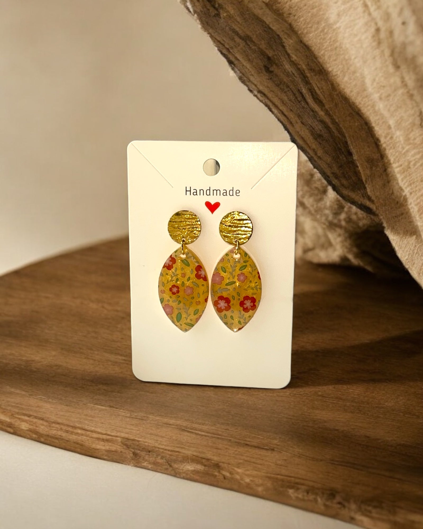 Frillmart Women's Floral Drop Earrings - Yellow Multicolor Flowers, Gold Colour, Lightweight