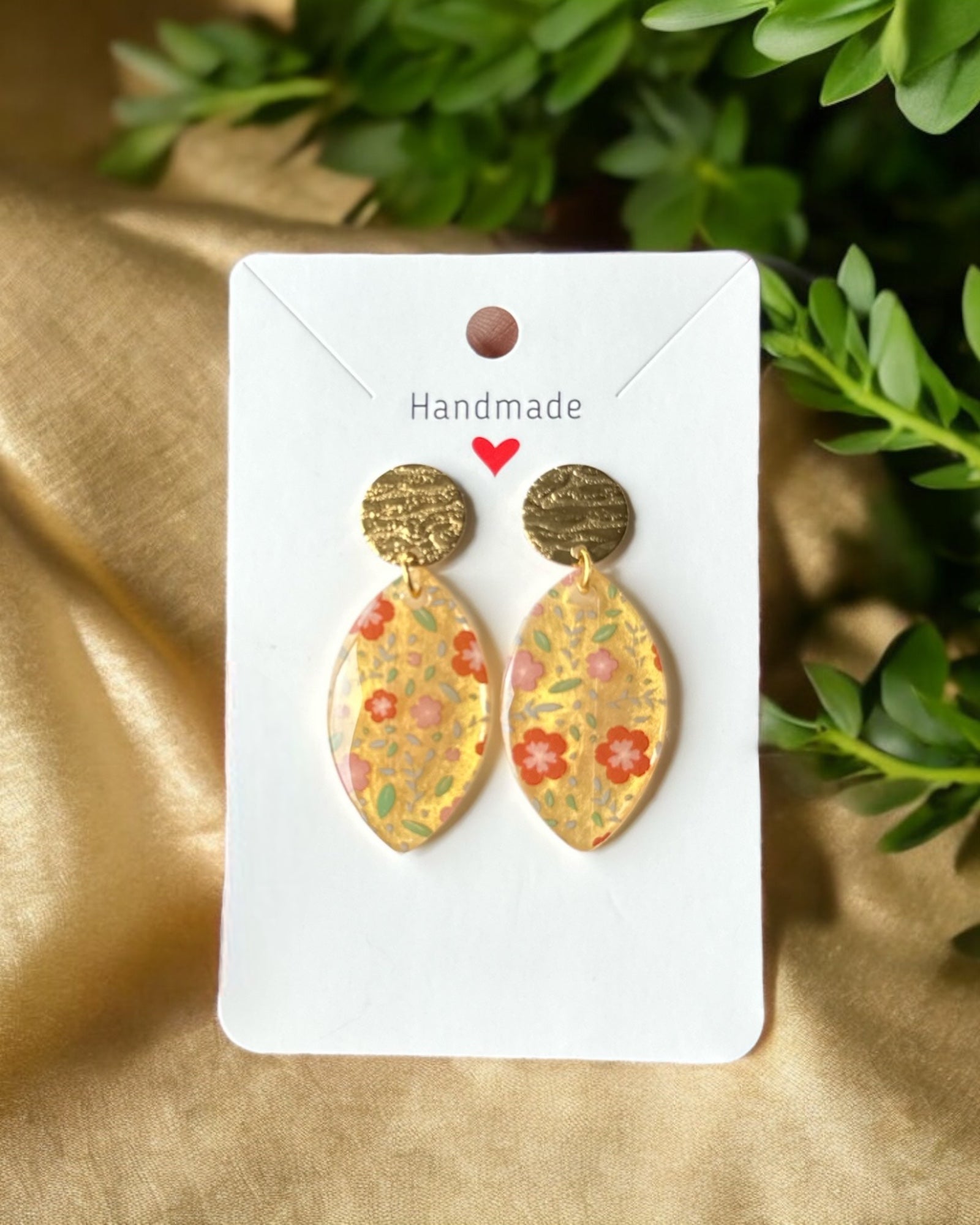 Frillmart Women's Floral Drop Earrings - Yellow Multicolor Flowers, Gold Colour, Lightweight