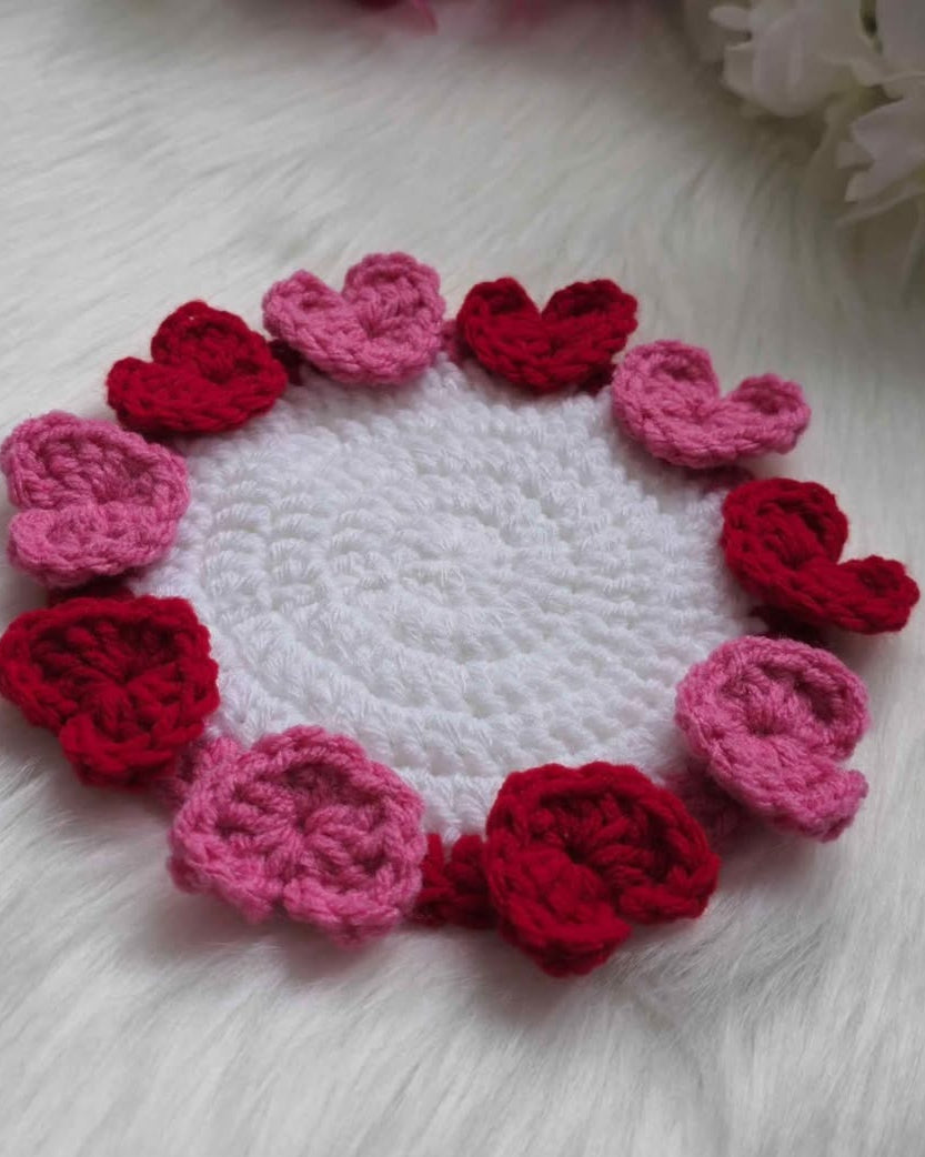 Handmade Crochet Heart Coaster
