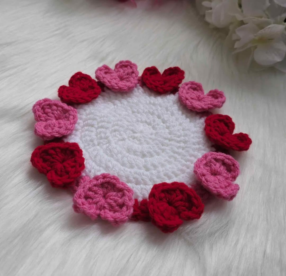 Handmade Crochet Heart Coaster