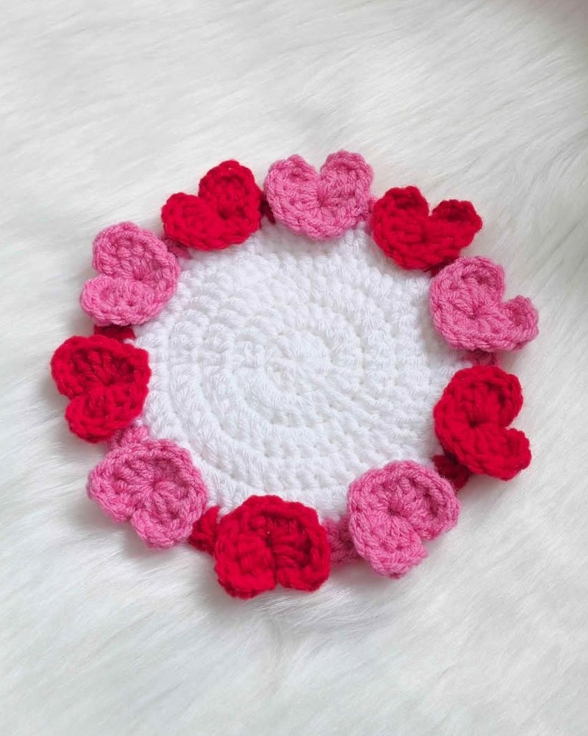 Handmade Crochet Heart Coaster