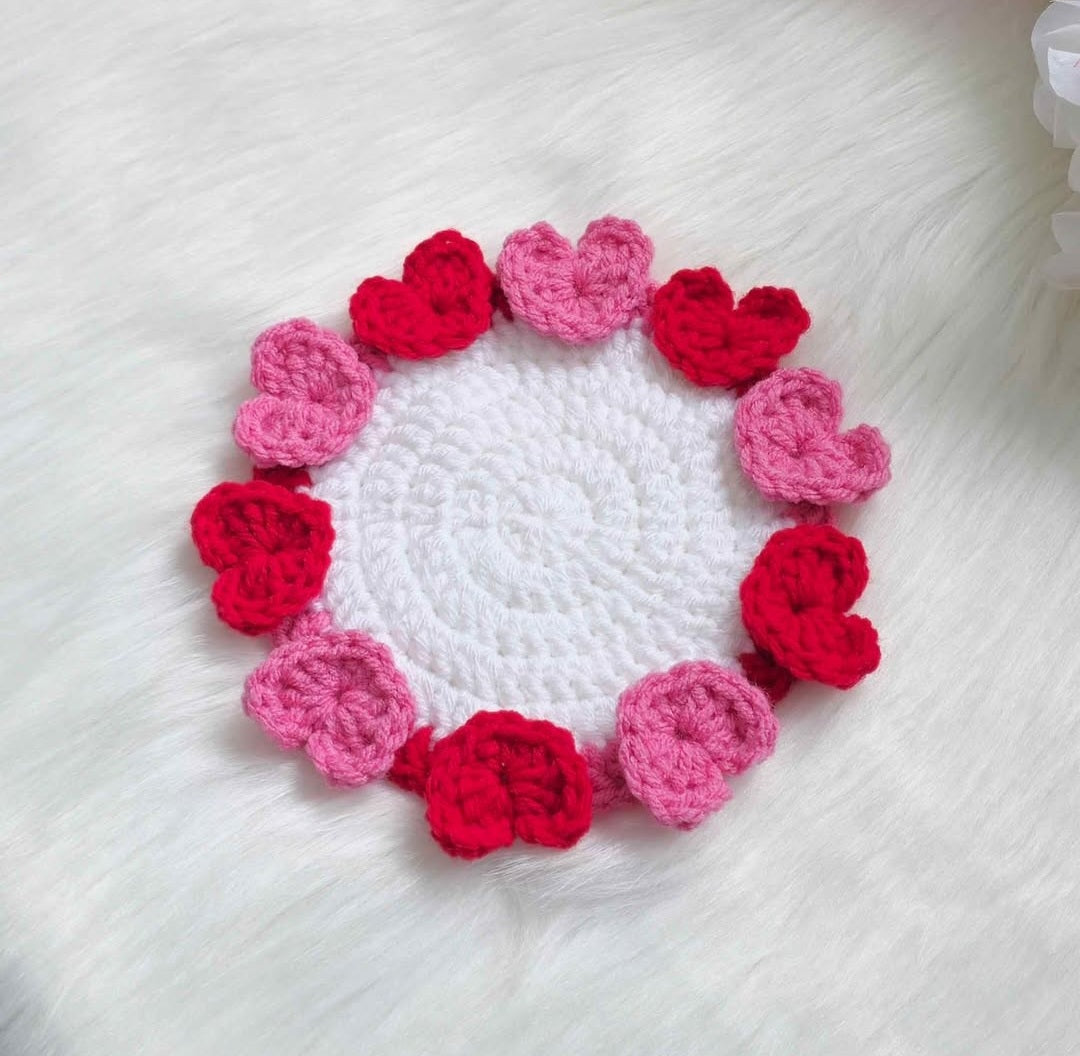 Handmade Crochet Heart Coaster