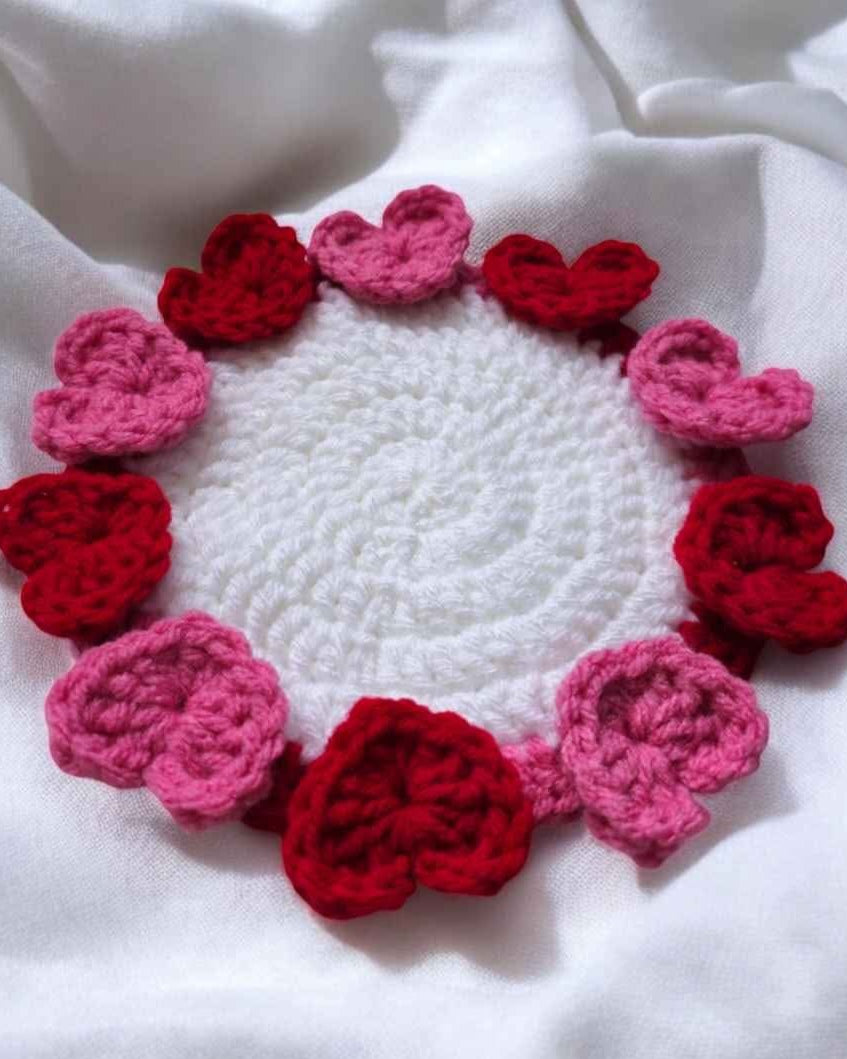 Handmade Crochet Heart Coaster