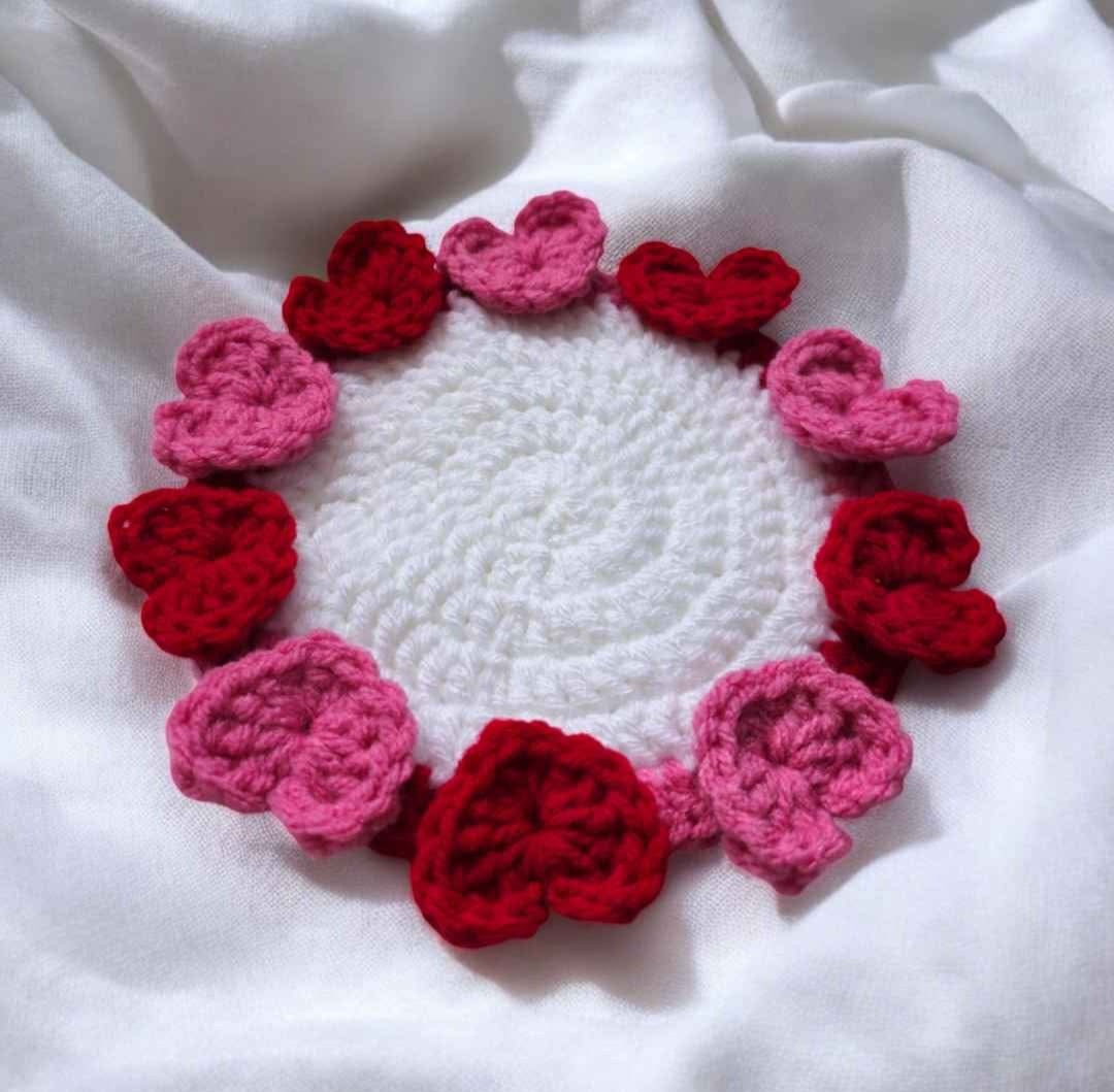 Handmade Crochet Heart Coaster